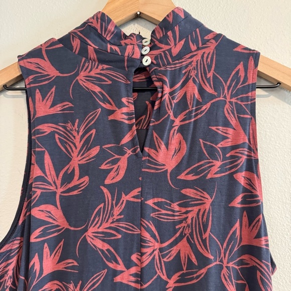 Garnet Hill Mock-Neck Knit Maxi Dress Floral Sleeveless Stretch M - Picture 4 of 7